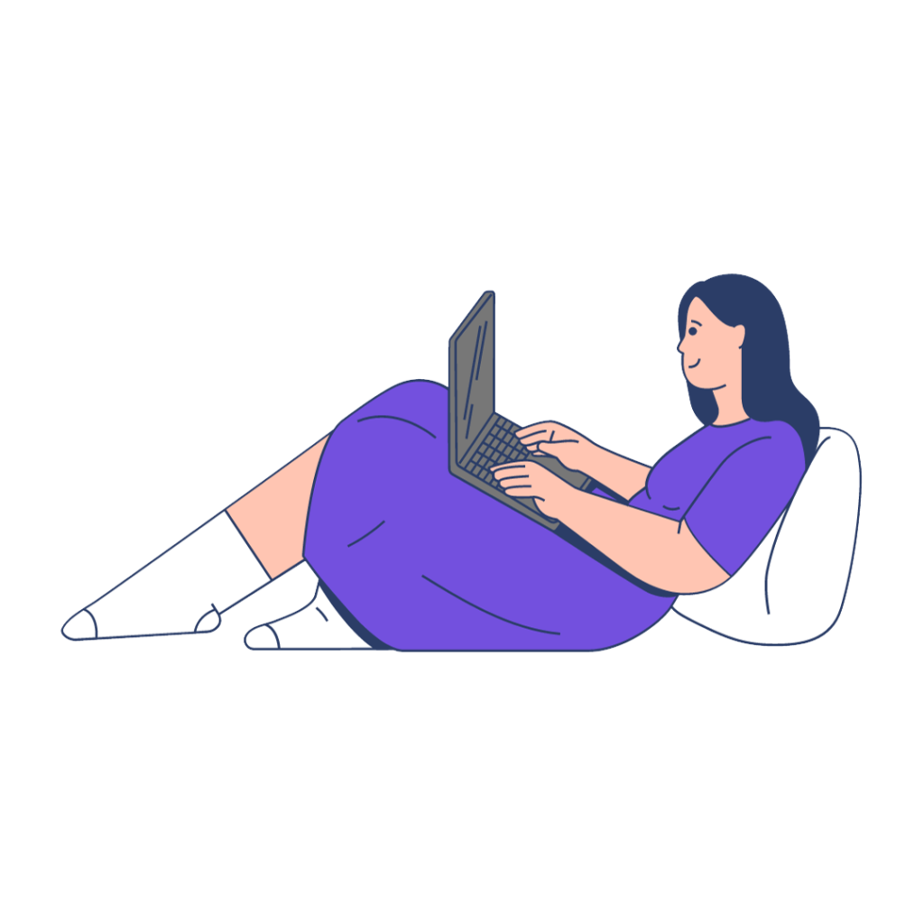 Drawing woman on computer